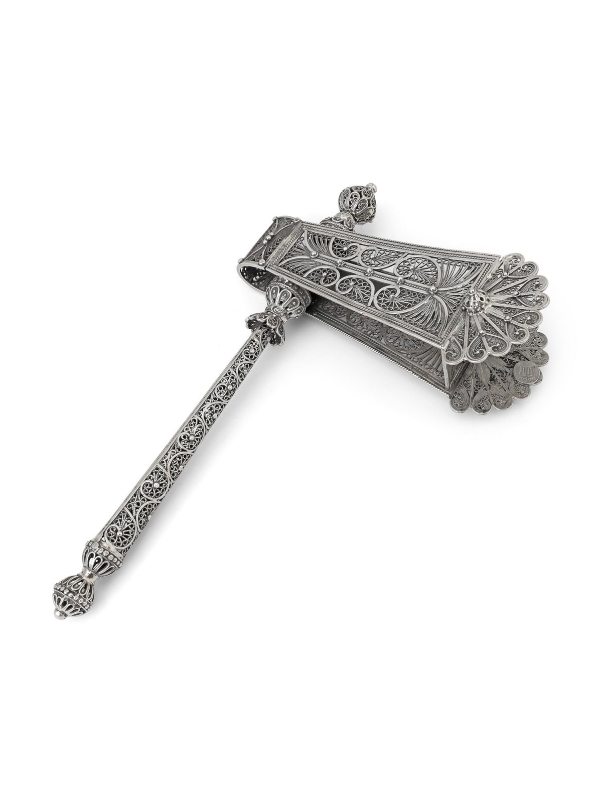 Shoham Yemenite Art Ornate Sterling Silver Filigree Purim Grogger (Noi